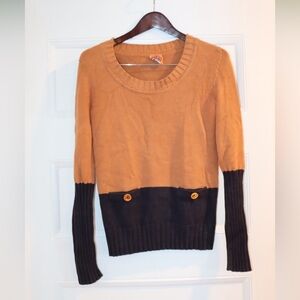 Tory Burch Tan and Black Crew Neck Sweater
